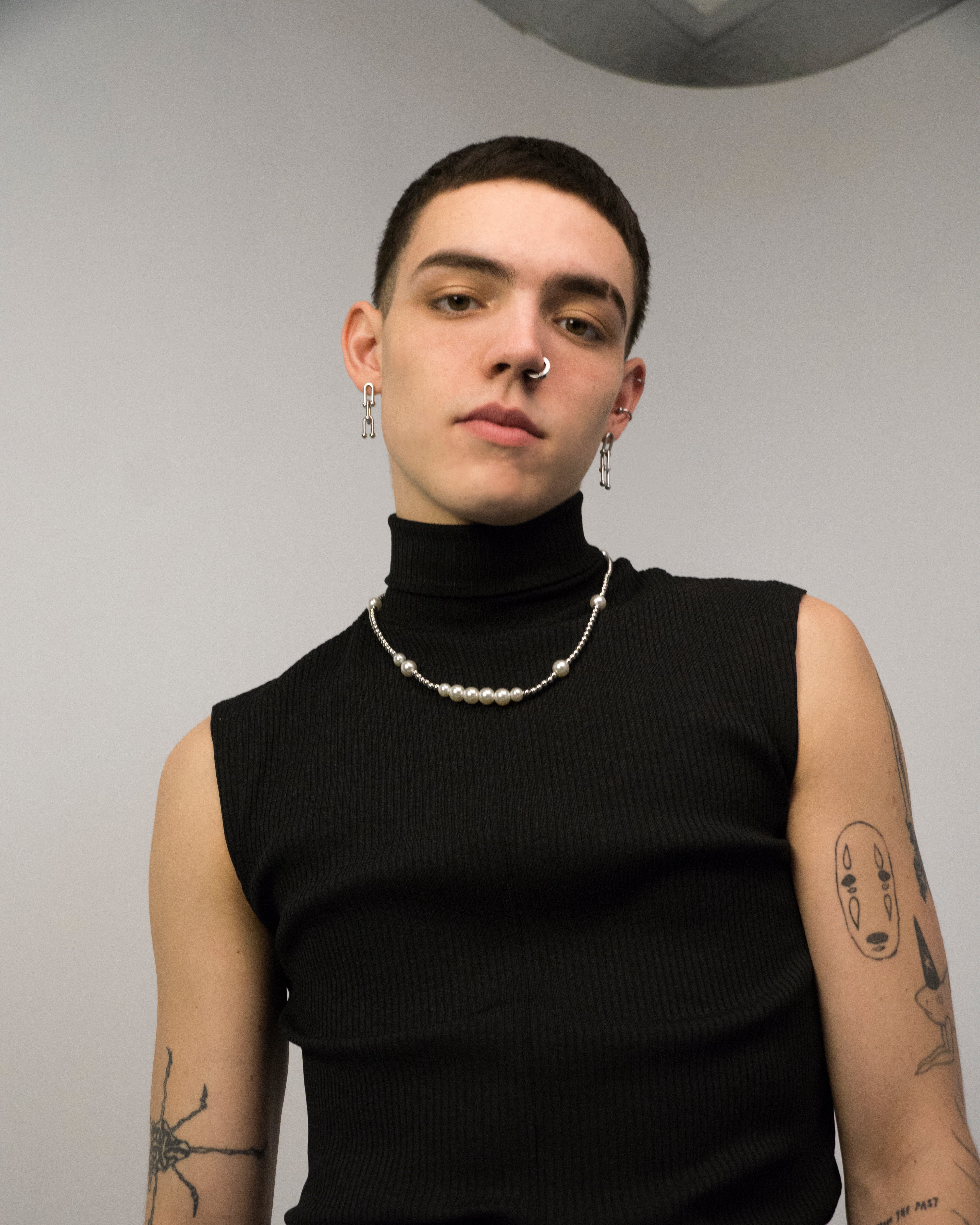 The irregular arrangement of steel balls and pearls.  Statement necklace featuring pearls. Elevate your style with our necklace, perfect for daily wear and layering. Crafted from high-quality titanium and available in silver color  Material: Titanium, Color: Silver 55cm in length.  | water-resistant, no-tarnishing, hypoallergenic |