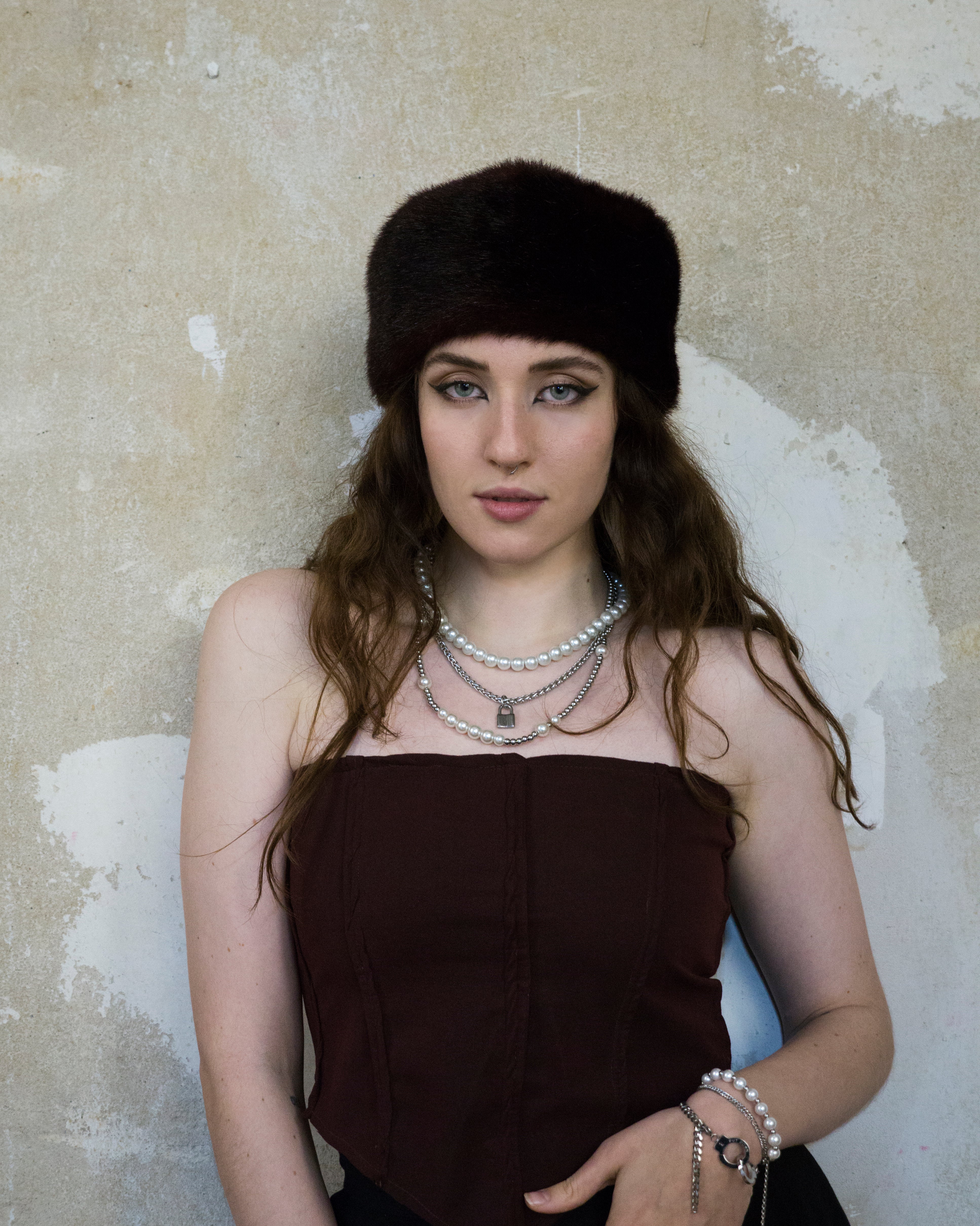 The irregular arrangement of steel balls and pearls.  Statement necklace featuring pearls. Elevate your style with our necklace, perfect for daily wear and layering. Crafted from high-quality titanium and available in silver color  Material: Titanium, Color: Silver 55cm in length.  | water-resistant, no-tarnishing, hypoallergenic |