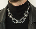 Load image into Gallery viewer, Ice Ice  Statement necklace featuring transparent acrylics and a bold chain. Elevate your style with our necklace, perfect to highlight your outfit. Crafted from high-quality stainless steel and available in silver color  Material: Acrylic, Titanium. 62cm in length. | water-resistant, no-tarnishing, hypoallergenic |
